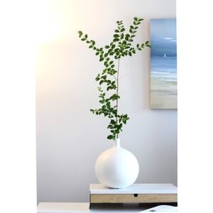 Large Textured Round Ceramic Vase White 10.5" Used